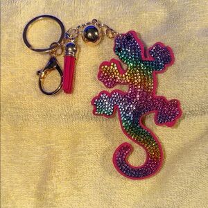 Colorful Rhinestone Lizard Keychain